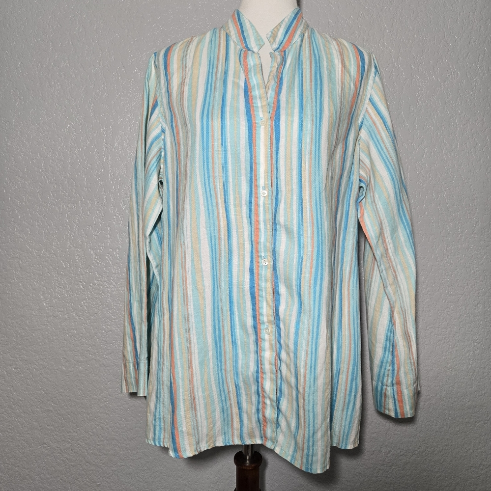 Telluride Clothing Co 100% Linen XL Multicolor tunic top